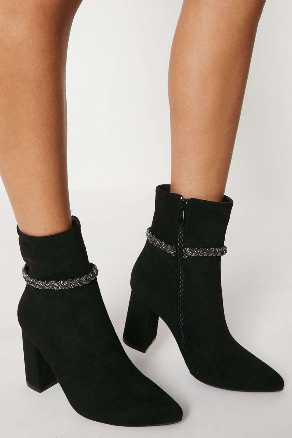 Black diamante hot sale chelsea boots